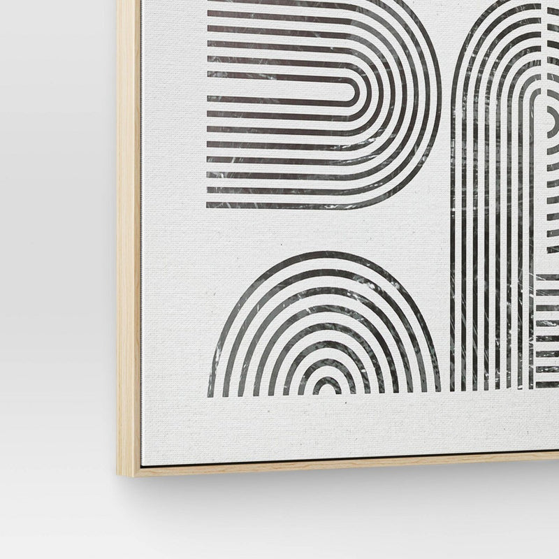 45" x 55" Line Art I Framed Kraft Wall Canvas - Threshold: Modern Abstract Digital Art, Polystyrene Beige Frame (LOCAL PICKUP ONLY)