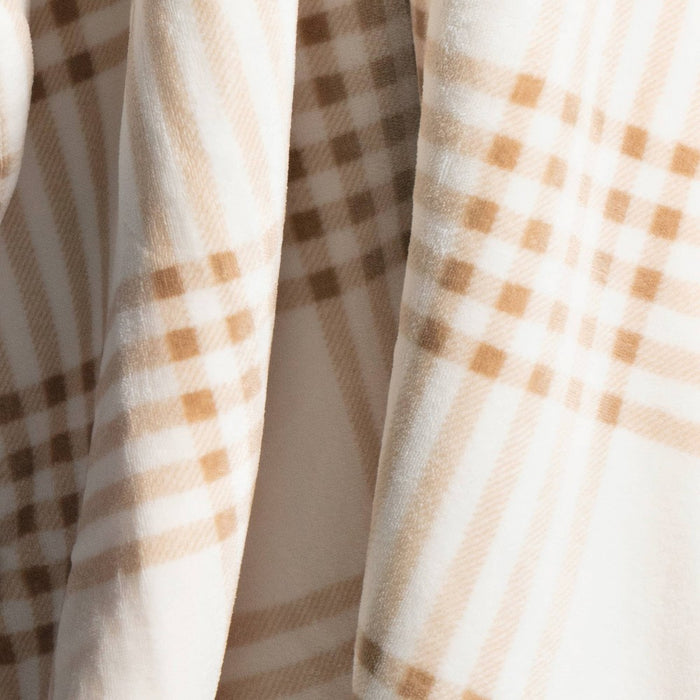 Printed Plush Plaid Throw Blanket with Faux Shearling Reverse Cream/Neutral - Threshold