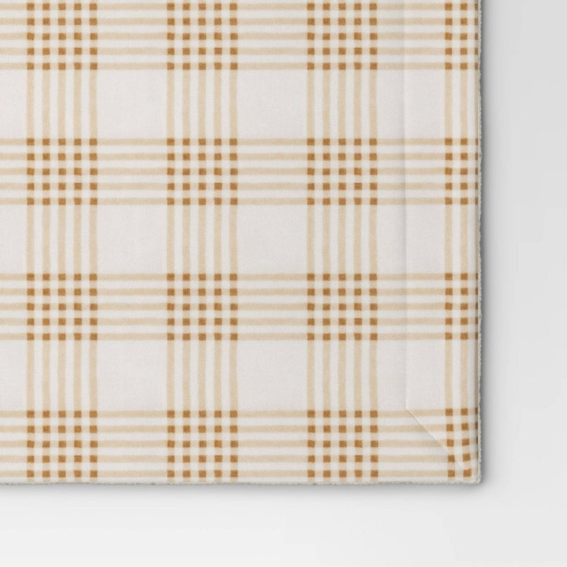 Printed Plush Plaid Throw Blanket with Faux Shearling Reverse Cream/Neutral - Threshold