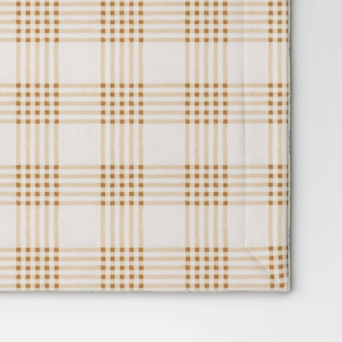Printed Plush Plaid Throw Blanket with Faux Shearling Reverse Cream/Neutral - Threshold
