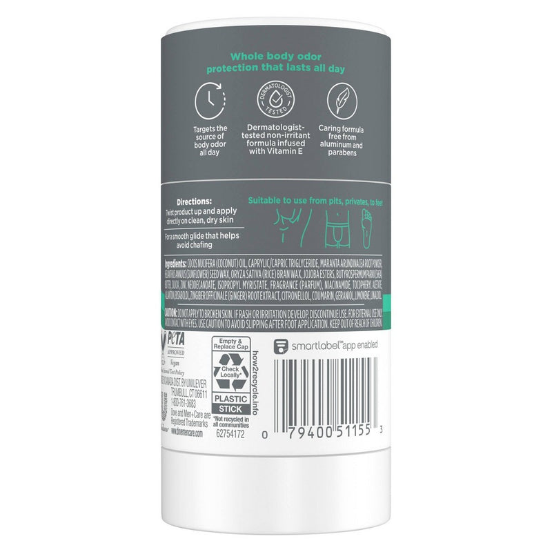 Dove Men+Care Aluminum Free Whole Body Deodorant Anti-Chafe Stick - Aloe & Bamboo - 2.6oz