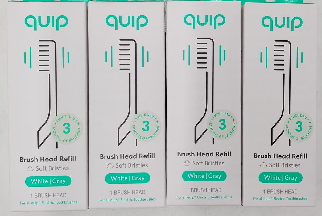 LOT OF 4 - Quip Adult Electric Toothbrush Replacement Brush Head - Soft Bristles