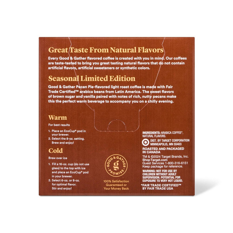 Naturally Flavored Pecan Pie with Other Natural Flavors Light Roast Single Serve Ground Coffee Pods - 16ct/5.64oz - Good & Gather