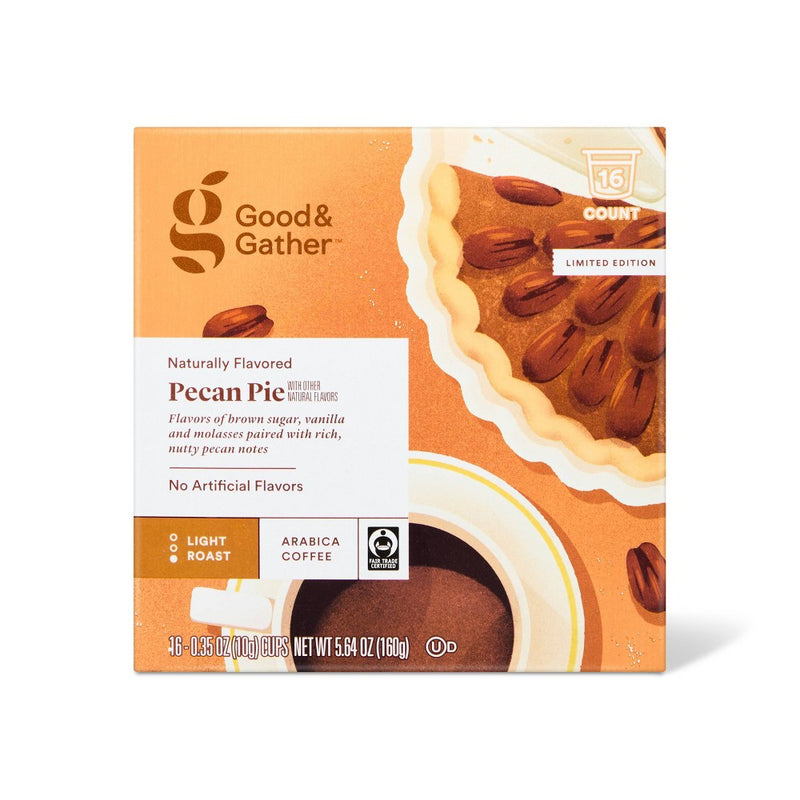 Naturally Flavored Pecan Pie with Other Natural Flavors Light Roast Single Serve Ground Coffee Pods - 16ct/5.64oz - Good & Gather