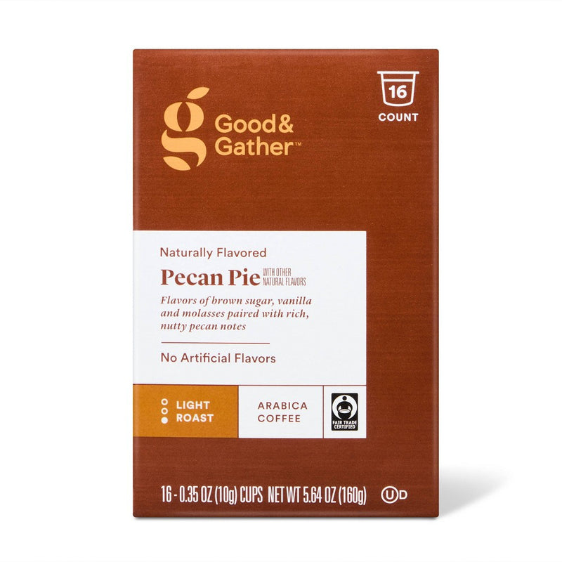 Naturally Flavored Pecan Pie with Other Natural Flavors Light Roast Single Serve Ground Coffee Pods - 16ct/5.64oz - Good & Gather