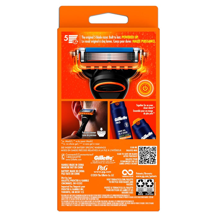 Gillette Fusion5 Power Razor for Men - 1 Gillette Power Razor Handle + 2 Blade Refills