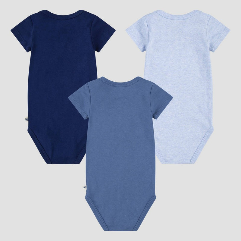 Huggies Baby Boys' 3pk Organic Bodysuit - Blue 12M