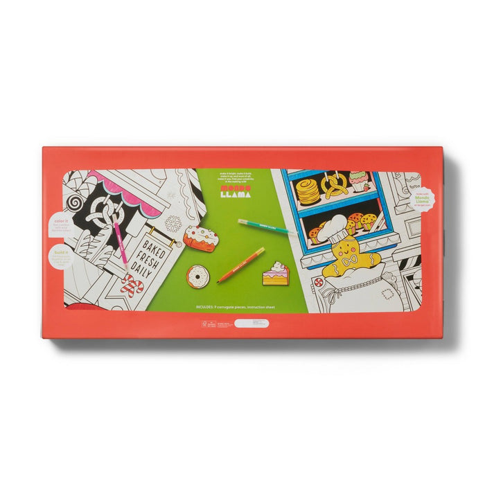 Christmas Craft Color-Your-Own Bakery Fort - Mondo Llama: DIY Art Kit, Cardboard Panels, Ages 6+, 40.5" H x 47.3" D x 55.5" W