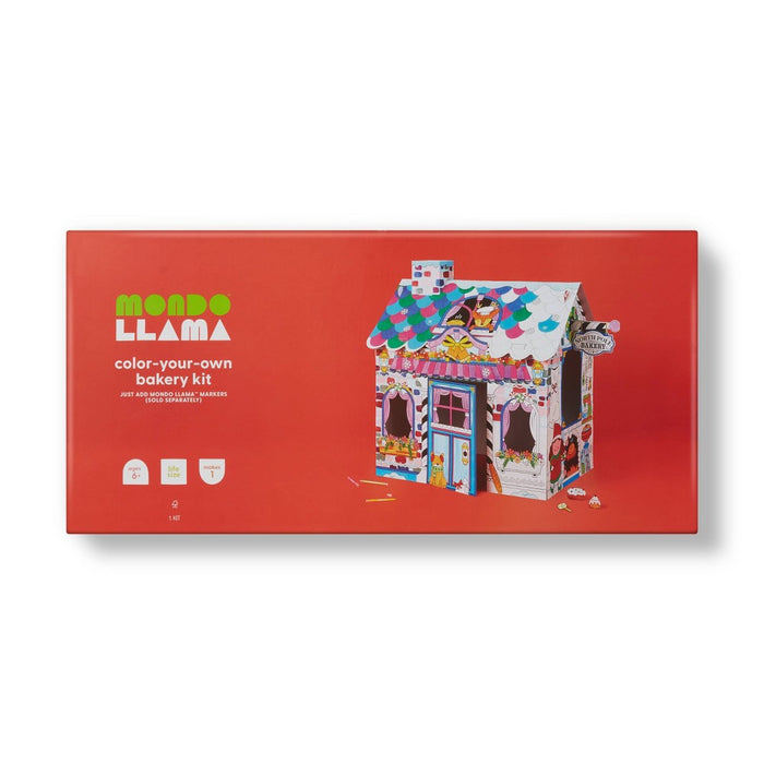 Christmas Craft Color-Your-Own Bakery Fort - Mondo Llama: DIY Art Kit, Cardboard Panels, Ages 6+, 40.5" H x 47.3" D x 55.5" W