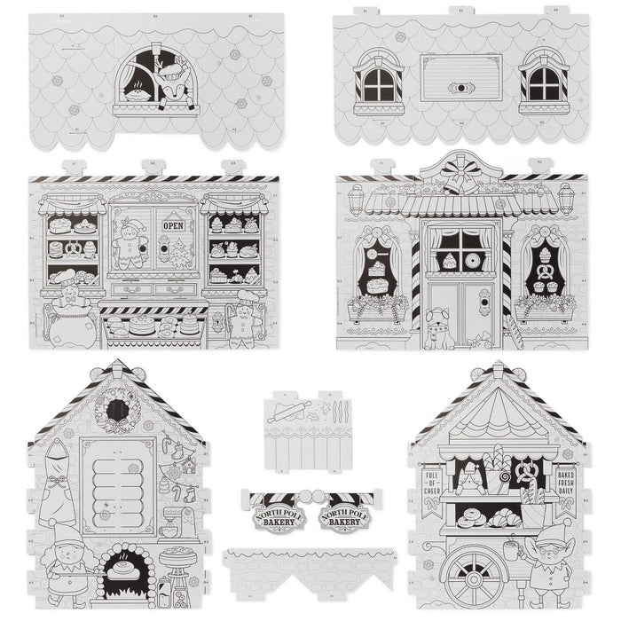 Christmas Craft Color-Your-Own Bakery Fort - Mondo Llama: DIY Art Kit, Cardboard Panels, Ages 6+, 40.5" H x 47.3" D x 55.5" W