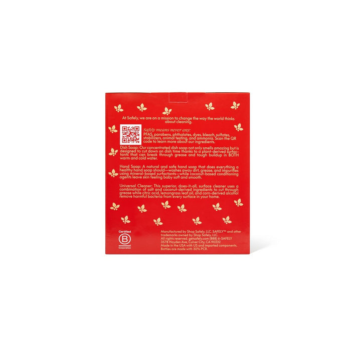 Safely Hand Soap, Dish Soap, and Universal Cleaner Holiday Gift Set - Cranberry Holly - 3pk