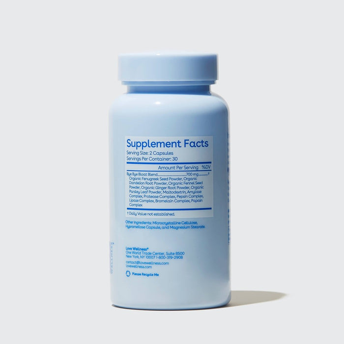 Love Wellness Bye Bye Bloat Dietary Capsules - 60ct