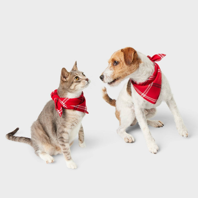 Plaid Matching Family Dog and Cat Bandana - Wondershop - Red - One Size Fits Most
