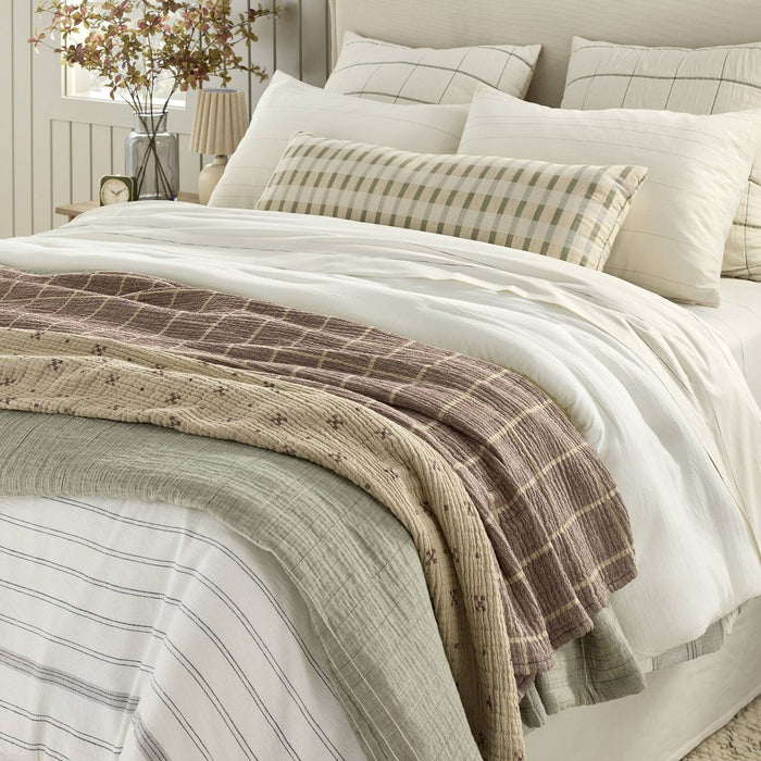 Grid Matelasse Throw Blanket Burgundy/Beige - Hearth & Hand with Magnolia: Midweight Cotton, Farmhouse Style, 50x60