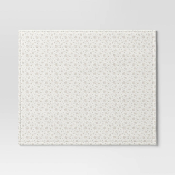 Christmas Snowflake Printed Plush Throw Blanket Ivory - Wondershop