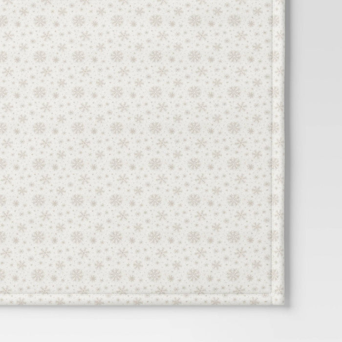 Christmas Snowflake Printed Plush Throw Blanket Ivory - Wondershop