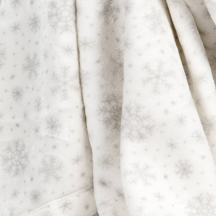 Christmas Snowflake Printed Plush Throw Blanket Ivory - Wondershop