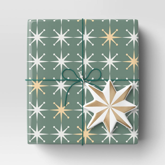 Ceramic 8-Point Star Christmas Gift Topper Gold/White - Wondershop