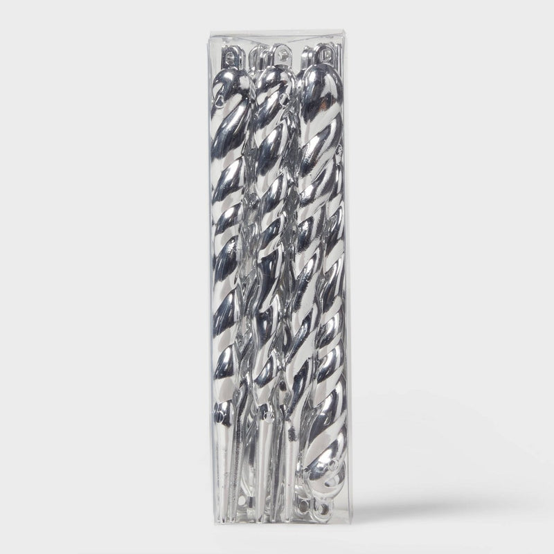 14ct Glitter Icicle Christmas Ornament Set Silver - Wondershop: Sparkling Tree Decor, Indoor Use