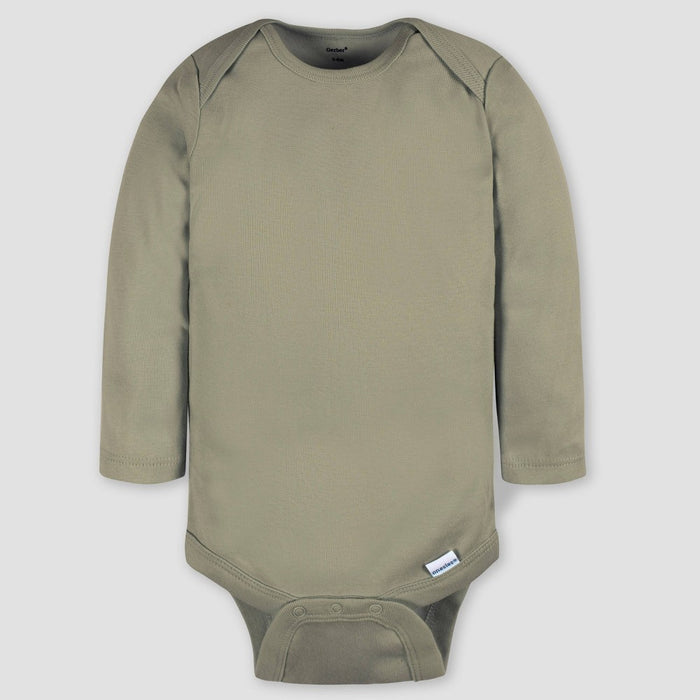 Gerber Baby 4pk Long Sleeve Onesies - Green/Blue 0-3M