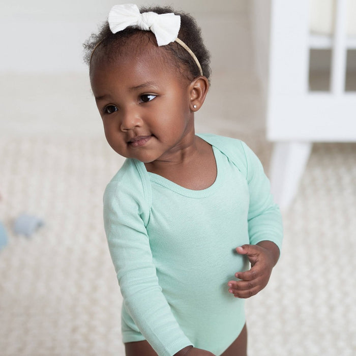 Gerber Baby 4pk Long Sleeve Onesies - Green/Blue 0-3M