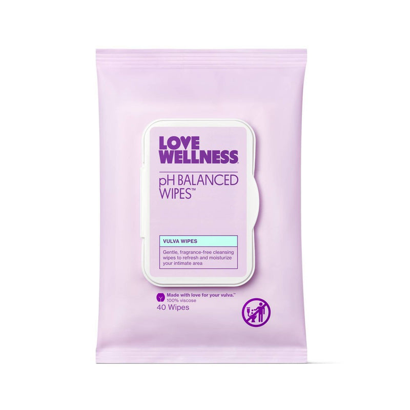 Love Wellness pH Balanced Wipes for Sensitive Care Unscented - 40ct
