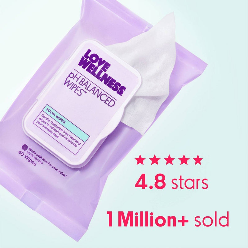Love Wellness pH Balanced Wipes for Sensitive Care Unscented - 40ct