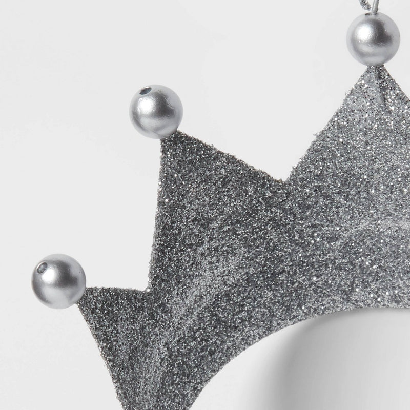 Metal Glitter Crown Christmas Tree Ornament Silver - Wondershop