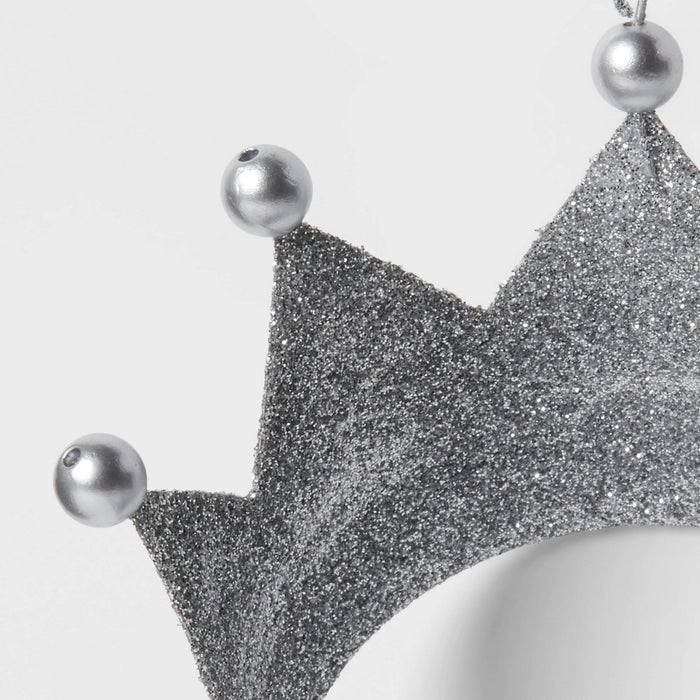 Metal Glitter Crown Christmas Tree Ornament Silver - Wondershop