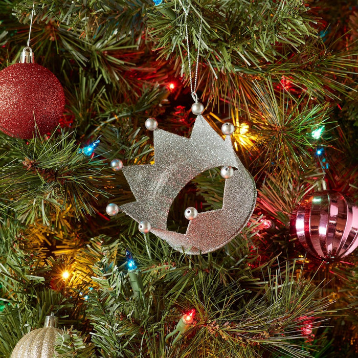 Metal Glitter Crown Christmas Tree Ornament Silver - Wondershop