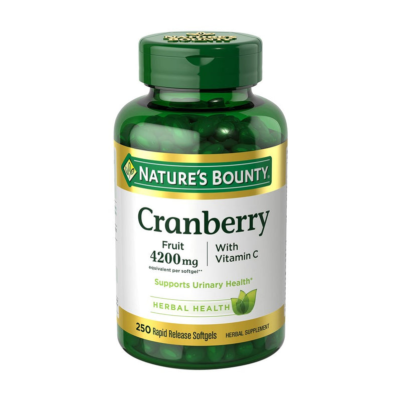 Nature's Bounty Cranberry 4200Mg With Vitamin C, Urinary Health & Immune Support, Cranberry Concentrate, 250 Rapid Release Softgels
