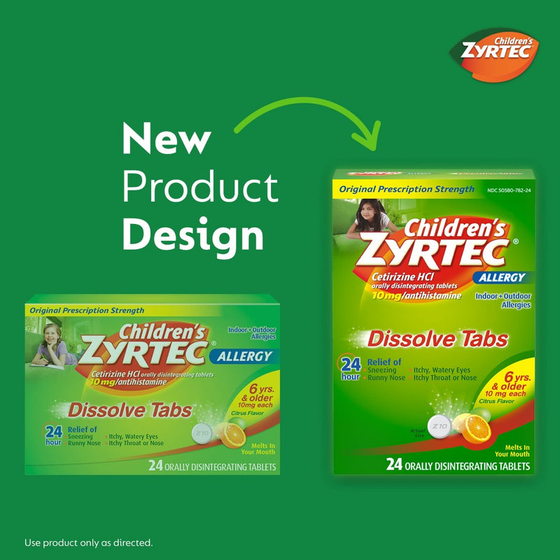 Children's Zyrtec Allergy Relief Cetirizine Dissolving Tablets - Citrus - 24ct