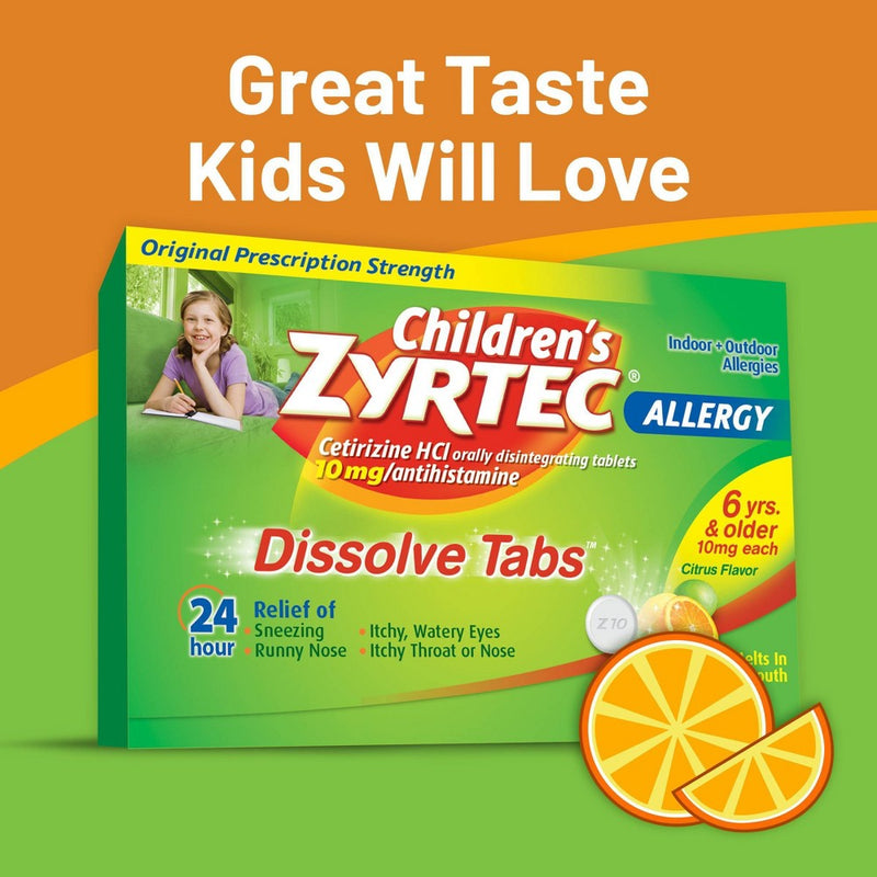 Children's Zyrtec Allergy Relief Cetirizine Dissolving Tablets - Citrus - 24ct