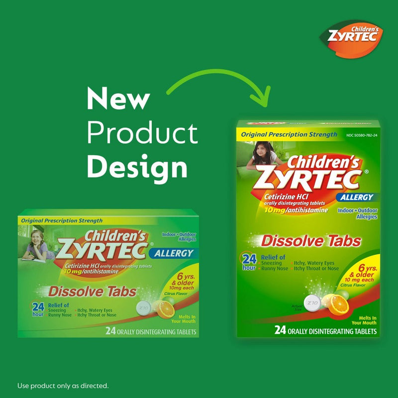 Children's Zyrtec Allergy Relief Cetirizine Dissolving Tablets - Citrus - 24ct