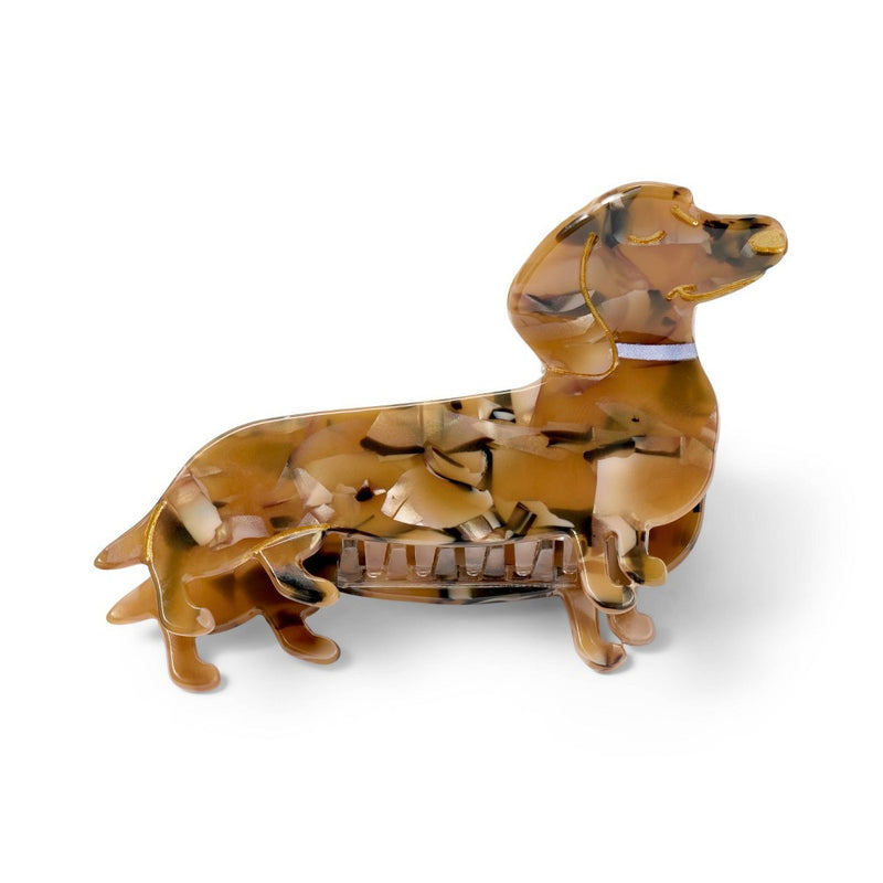 Acrylic Dachshund Claw Hair Clip - Marbled Brown - The Cuddle Collab