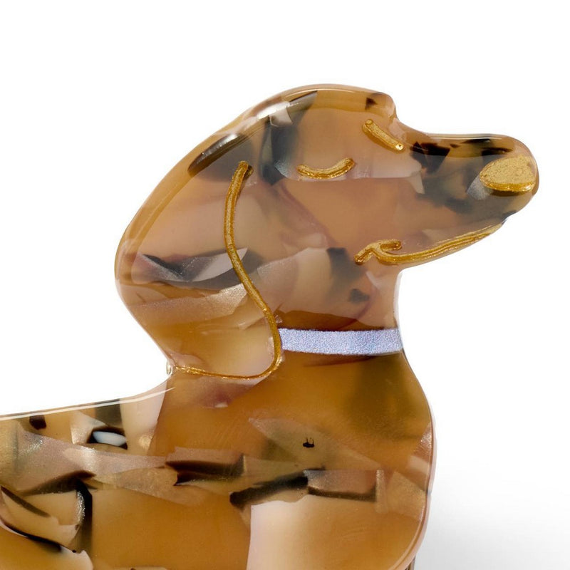 Acrylic Dachshund Claw Hair Clip - Marbled Brown - The Cuddle Collab