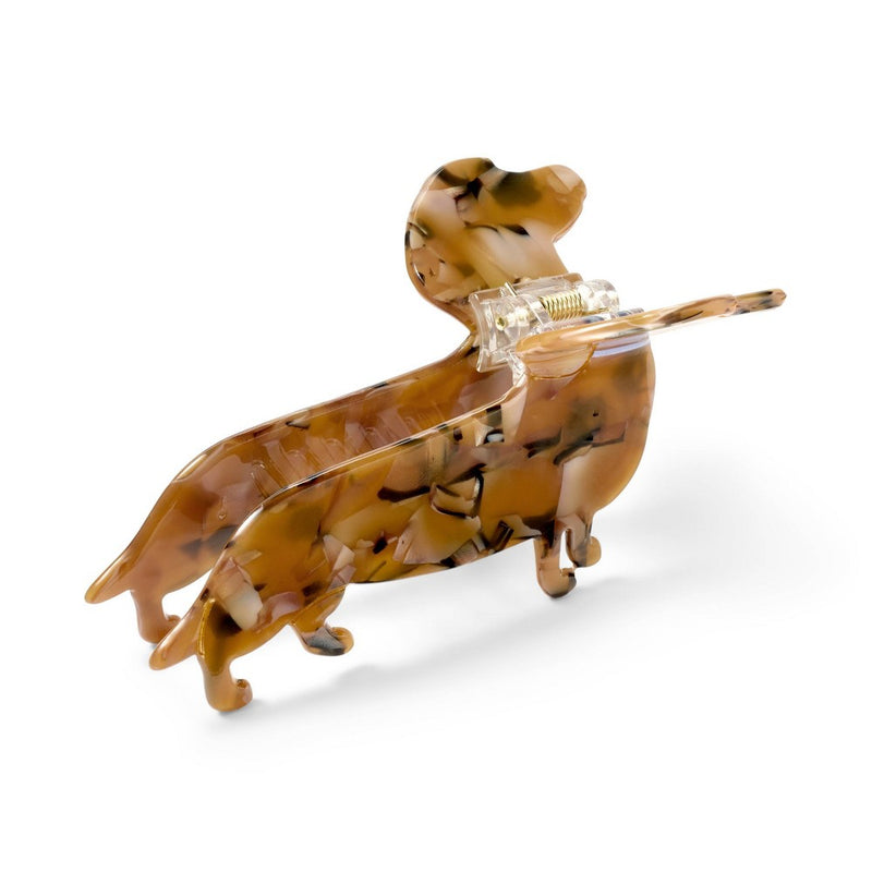 Acrylic Dachshund Claw Hair Clip - Marbled Brown - The Cuddle Collab