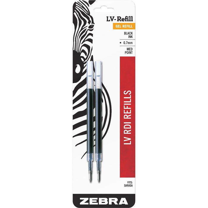 Zebra Pen LV-Refill For Gel Ink Pens, Medium Point, 0.7Mm, Black Ink, 2 Count (Pack Of 1)