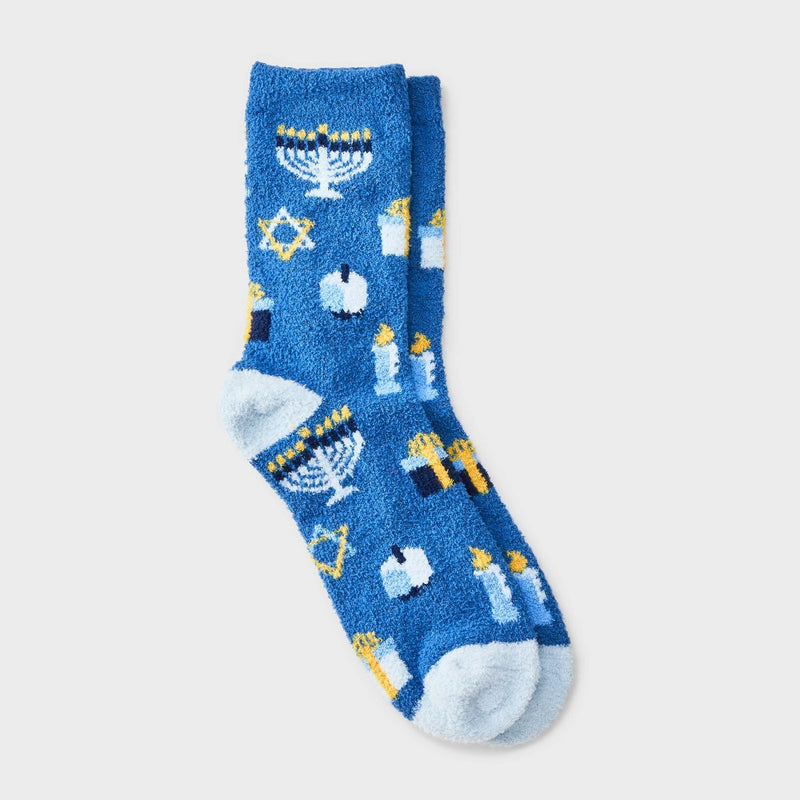 Women's Hanukkah Cozy Crew Socks - Wondershop Blue 4-10