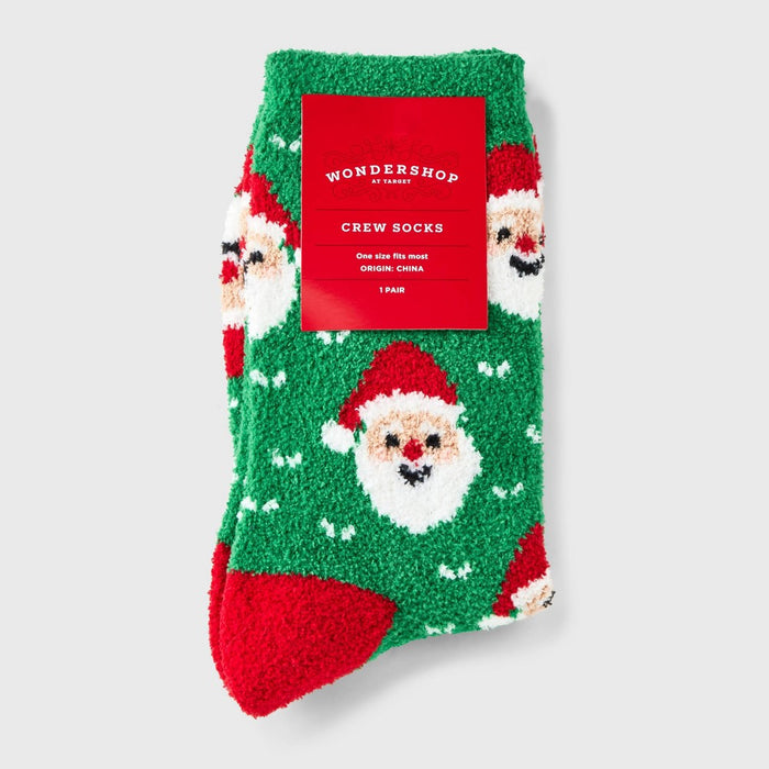 Women's Santa Cozy Crew Socks - Wondershop Red/Green 4-10