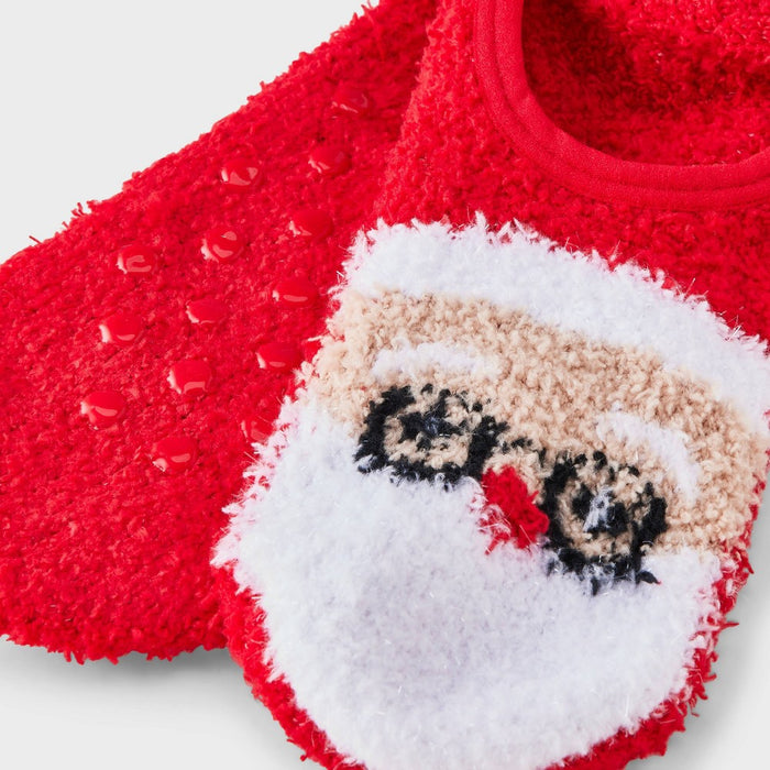 Women's Santa Cozy Liner Socks with Grippers - Wondershop Red/Ivory 4-10