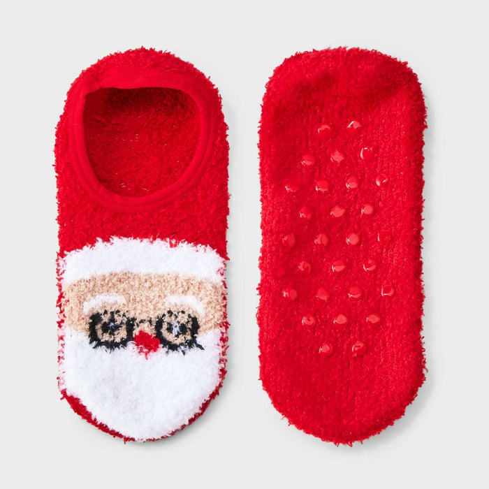 Women's Santa Cozy Liner Socks with Grippers - Wondershop Red/Ivory 4-10