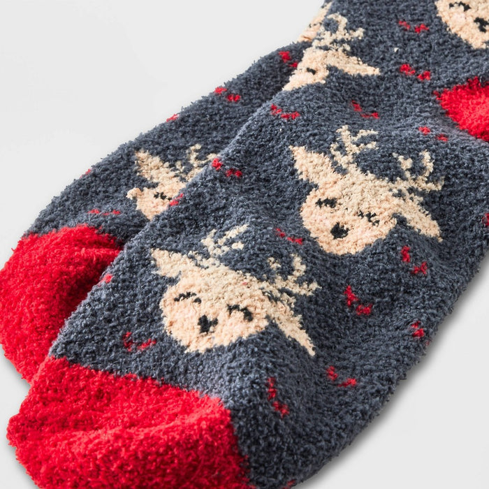 Women's Reindeer Cozy Crew Socks - Wondershop Charcoal Gray/Red 4-10