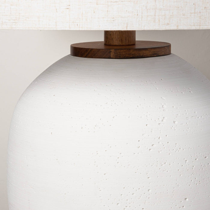 Resin Table Lamp: Drum Shade, Textured Base, Ambient Glow, (Includes LED Light Bulb) - Hearth & Hand with Magnolia