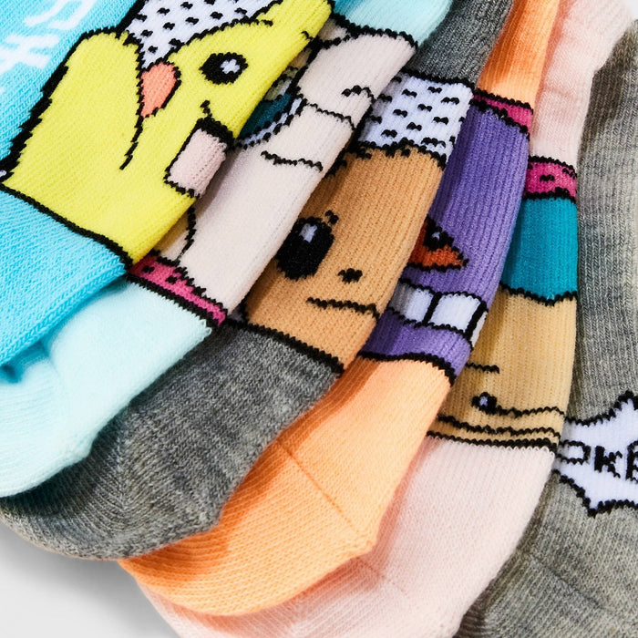 Girls' Pokemon & Friends 6pk No Show Socks - Blue M/L