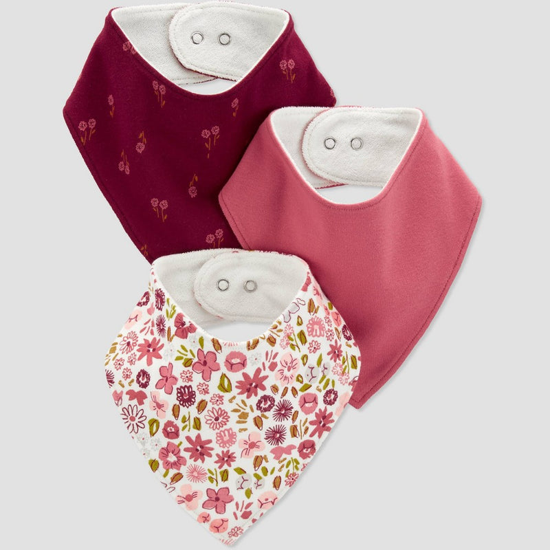 Carter's Just One You Baby Girls' 3pk Floral Bib - Pink