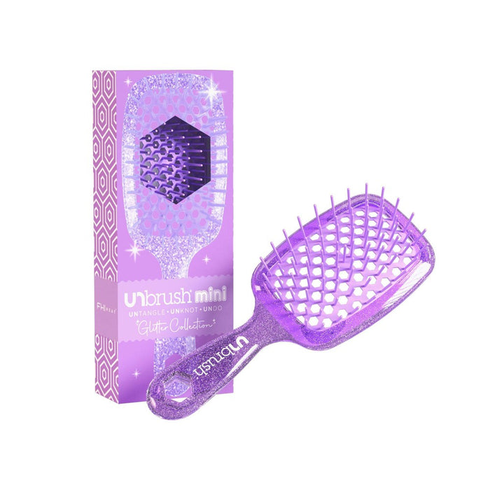 UNbrush Mini Glitter Detangling Hair Brush - Amethyst Lavender