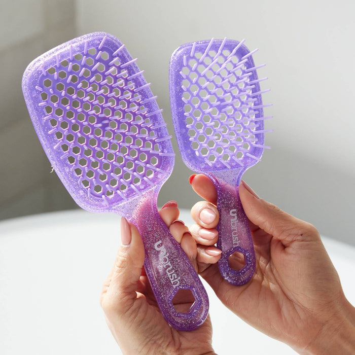 UNbrush Mini Glitter Detangling Hair Brush - Amethyst Lavender