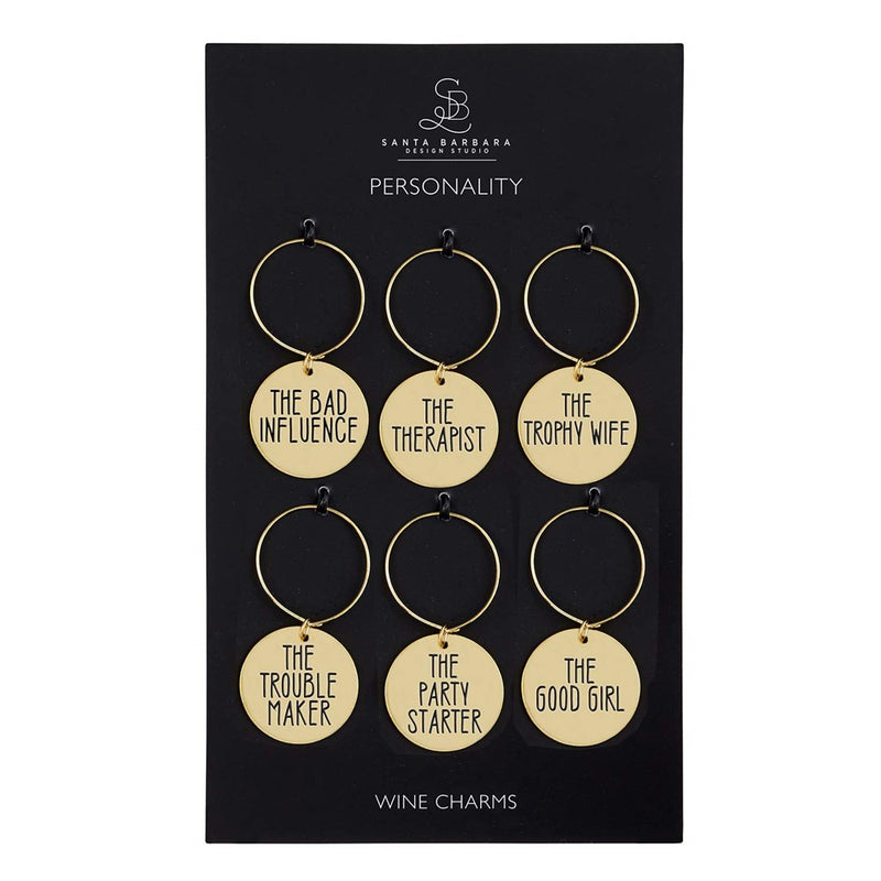 Santa Barbara Design Studio Zinc Alloy Wine Charms, Set Of 6, Personality