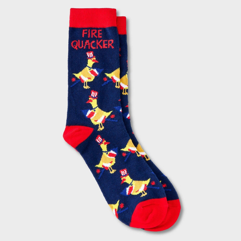 Women's 'Fire Quacker' Duck Crew Socks - Navy 4-10